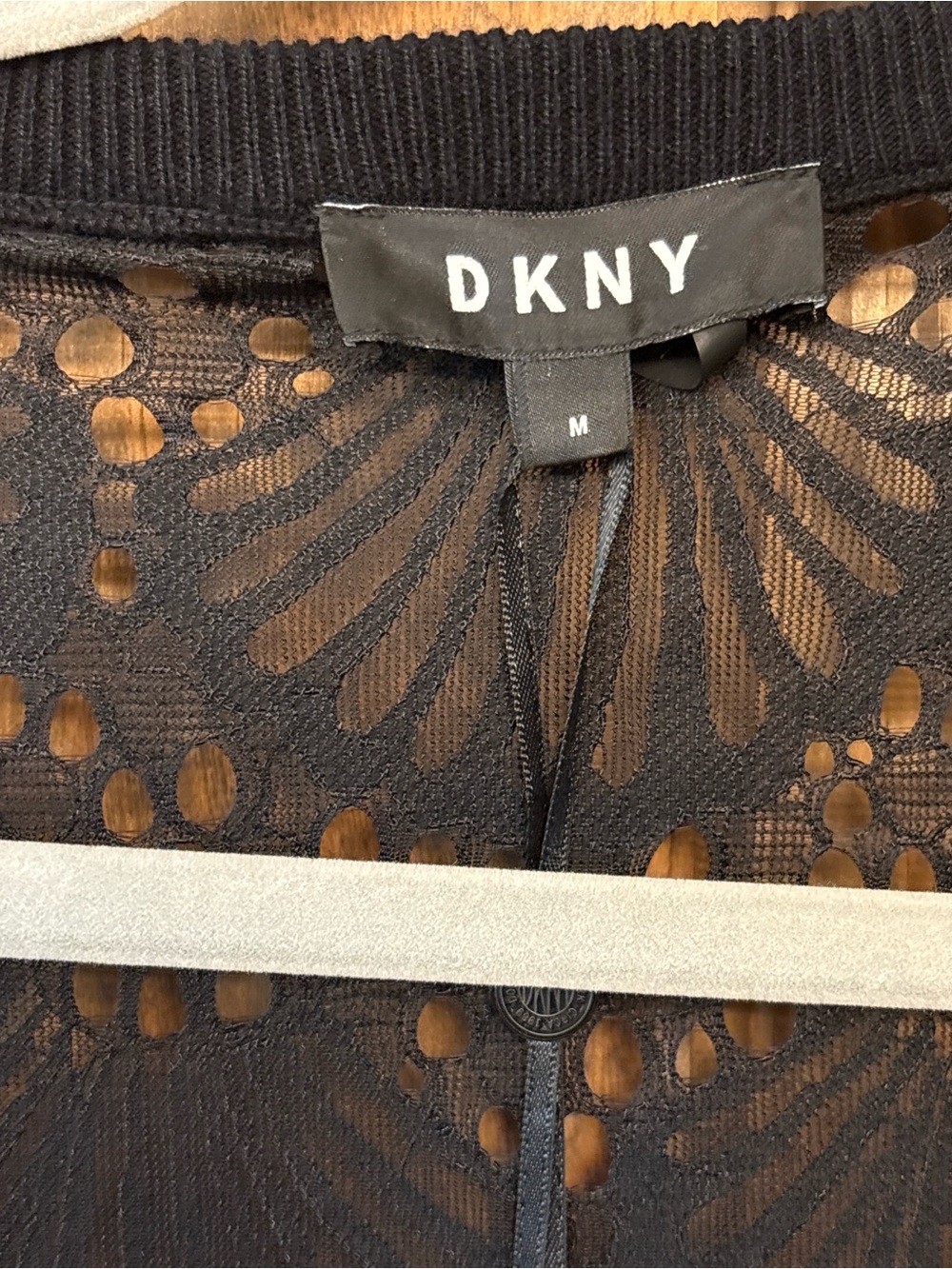 DKNY Black Lace Back Open Front Cardigan Sweater Size M NWT - Picture 3 of 8